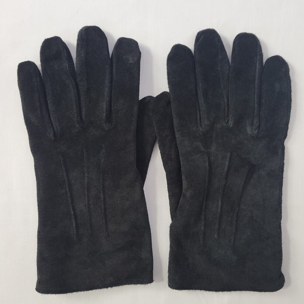 Vintage 80s/90s Black Leather Suede Gloves women's size XL Classic